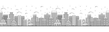 Outline Wilmington Delaware ile kusursuz bir düzen. US City Skyline. Tarihi Binalar White 'ta izole edilmiş. Vektör İllüstrasyonu. Tarihi Simgeli Wilmington Şehri.