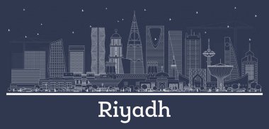 Anahat Riyad Suudi Arabistan şehir manzarası ile beyaz binalar. Vektör çizim. İş seyahat ve Modern mimari konseptiyle. Riyad Cityscape yerler ile.