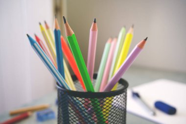 Bir tutacakta renkli kalemler