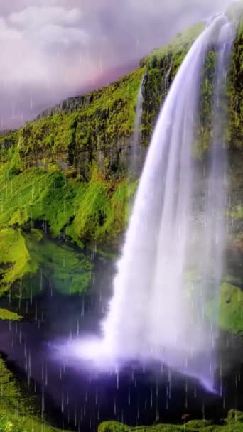 Waterfall Cataract Beautiful Video Fairy Tale Vertical Format Wallpaper Your — Stockvideo