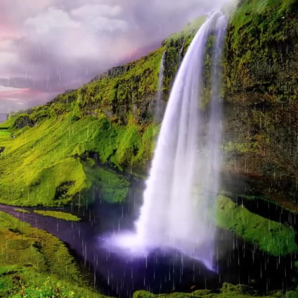 Waterfall Cataract Beautiful Video Fairy Tale Vertical Format Wallpaper Your — Video Stock