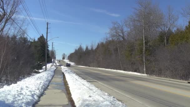 Caminos Canadienses Despejados Por Nieve Una Mañana Helada Principios Primavera — Vídeo de stock