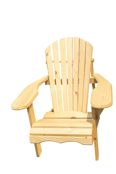Cadeira Jardim Feita Madeira Pinho Canadense Natural Fundo Branco — Fotografia de Stock
