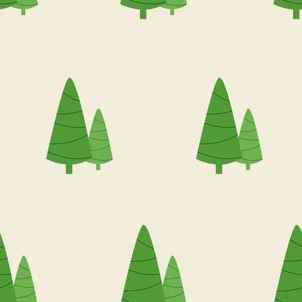 Nahtloses Muster Mit Weihnachtsbäumen Boho Stil Flache Silvesterbäume Grüner Farbe — Stockvektor