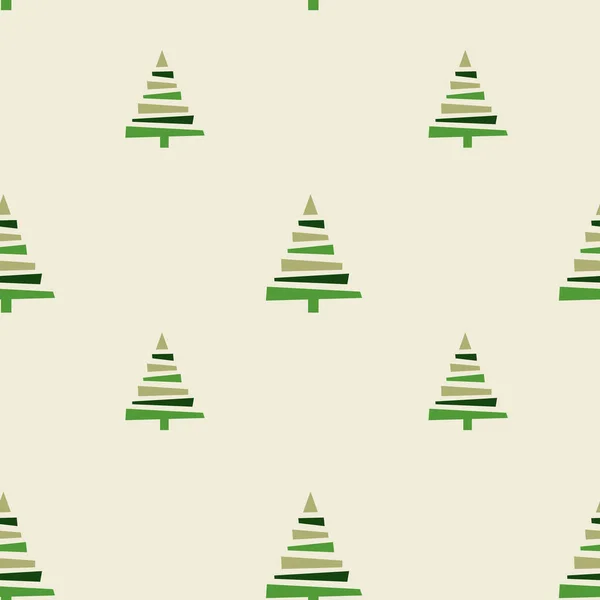 Бесшовный Узор Рождественскими Деревьями Стиле Бохо Плоские Новогодние Деревья Зеленого — стоковый вектор