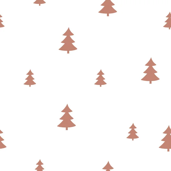 Бесшовный Узор Рождественскими Деревьями Плоские Новогодние Деревья Звезды Бежевом Цвете — стоковый вектор
