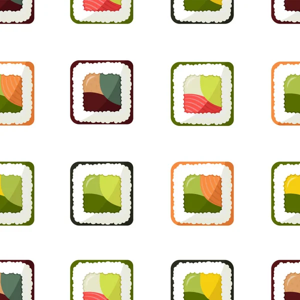 Seamless Pattern Sushi Flat Style Illustration Asian Food — Stock Vector