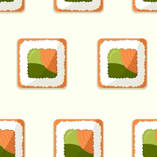 Patrón Sin Costuras Con Sushi Sushi Con Salmón Ilustración Estilo — Archivo Imágenes Vectoriales