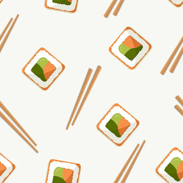 Patrón Sin Costuras Con Sushi Los Palos Sushi Con Salmón — Archivo Imágenes Vectoriales