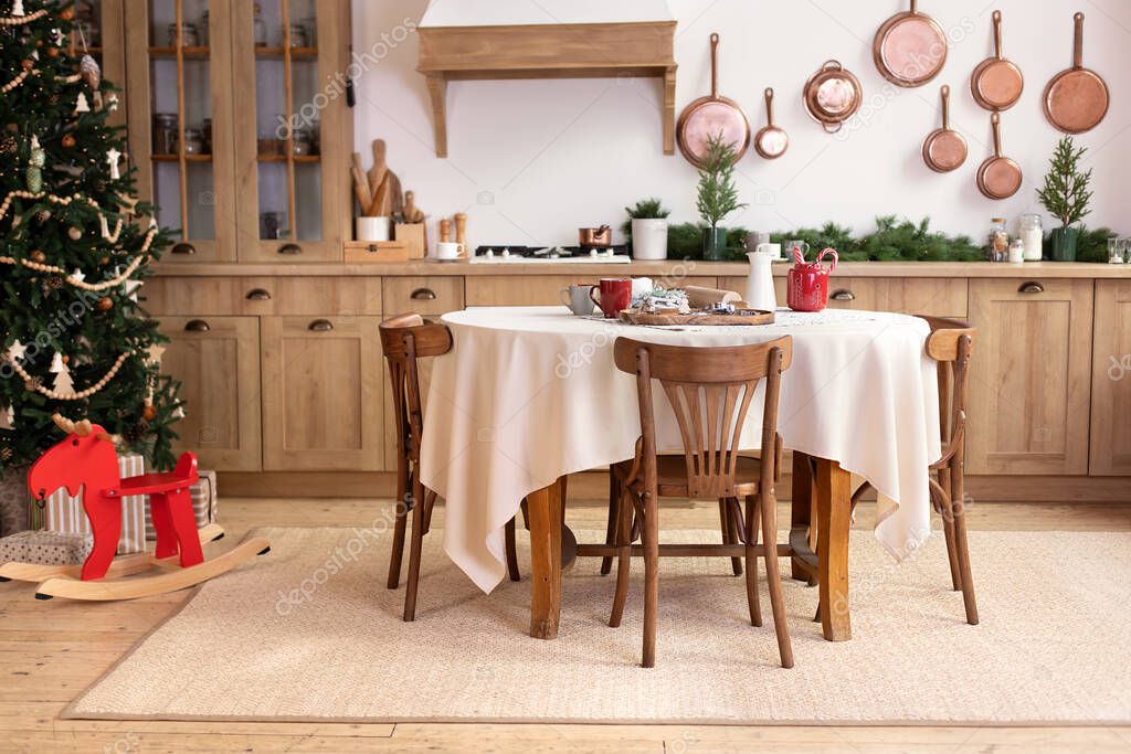 Elegante Sala Pranzo Stile Rustico Cucina Accogliente Decorato