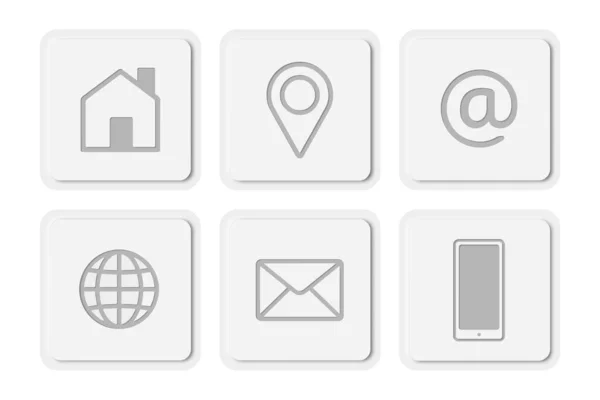 Σύγχρονη Επικοινωνήστε Μαζί Μας Business Icon Set Τετράγωνη Στρογγυλεμένες Άκρες — Διανυσματικό Αρχείο