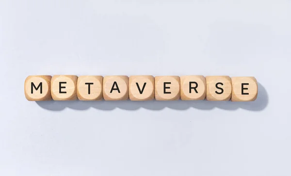 Metaverse Word Wooden Blocks Gray Background — Stock Photo, Image