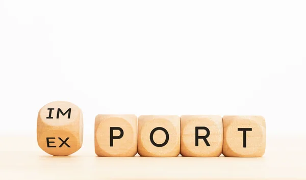 Import Export Words Wooden Block Copy Space — Stock Photo, Image
