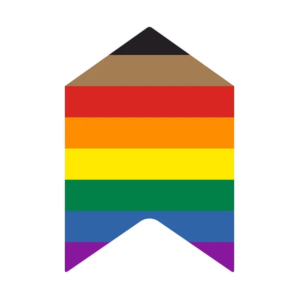Regenboog Trots Vlag Pijl Met Zwarte Bruine Strepen Vectorillustratie — Stockvector