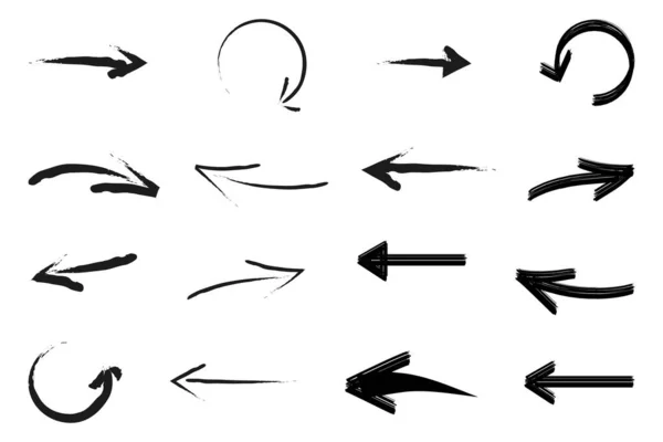Set Frecce Disegnate Mano Illustrazione Vettoriale — Vettoriale Stock