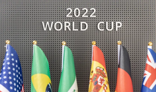 Letters Message 2022 World Cup Board Group Different Flags Participating — Stock Photo, Image