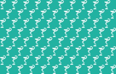 Seamless pattern of Pharmacy background. Bowl of Hygeia symbol. Vector illustration