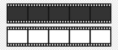 Set of filmstrip isolated on transparent background. Retro film strip frame. Vector illustration
