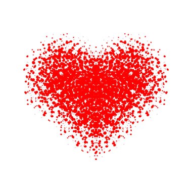 Abstract Splattered heart shape icon symbol. Art style valentines day or wedding heart shape. Vector illustration