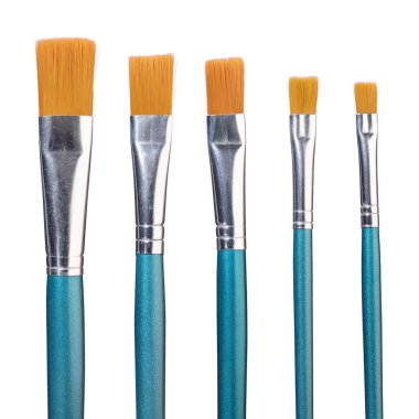 Set of Artistic paint brushes isolated on white background. Group of paintbrushes