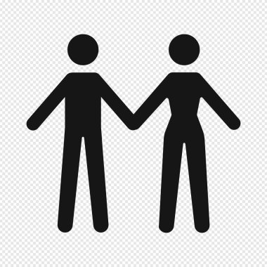 Man and woman holding hands icon. Couple in love concept. Vector illustration