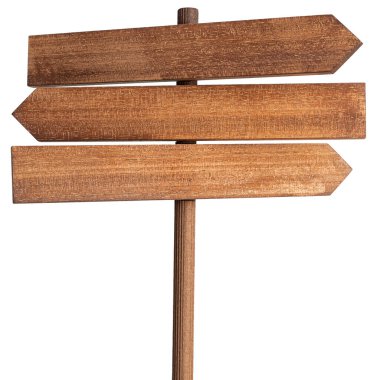 Blank Wood sign post isolated on white background. Template