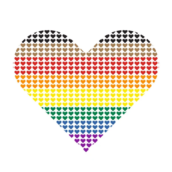 Pride Flag Heart Shape Icon Heart Pattern Heart Symbol Black — Archivo Imágenes Vectoriales