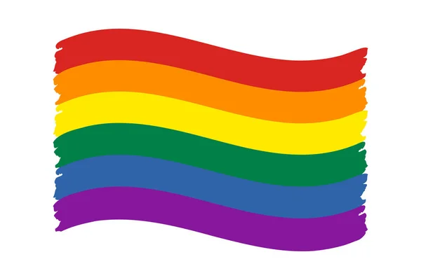 Zwaaiende Trots Vlag Rainbow Lgbt Symbool Icoon Platte Vectorillustratie — Stockvector