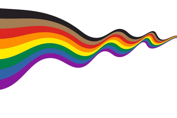 Fita Ondulante Nova Bandeira Orgulho Com Listras Pretas Marrons Ilustração — Vetor de Stock