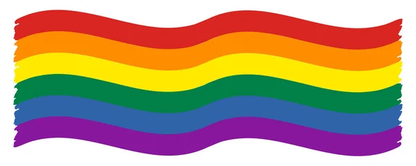 Wide Waving Pride Flag Ikona Duhového Symbolu Lgbt Plochá Vektorová — Stockový vektor