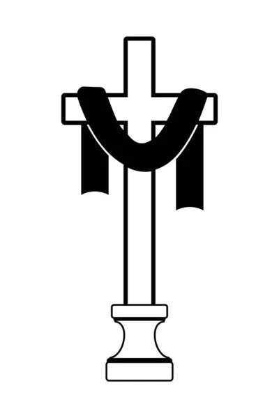 ファブリックアイコンとキリスト教のクロス 聖週間のシンボル 平面ベクトル図 — ストックベクタ