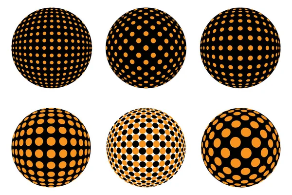 stock vector Set of Decorative Dotted spheres isolated. 3D style Abstract balls with circle patterns. Vector illustration