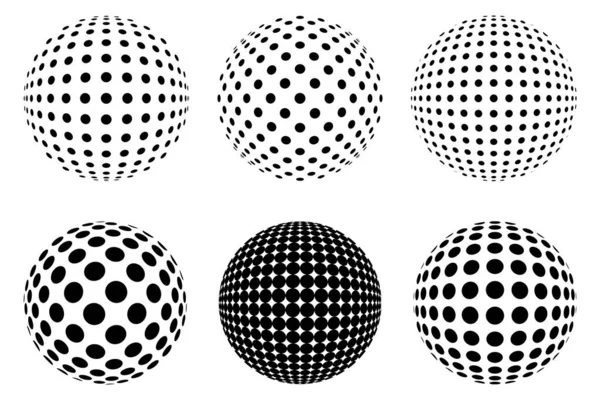 stock vector Set of Decorative Dotted spheres isolated. 3D style Abstract balls with circle patterns. Vector illustration