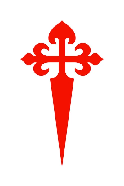 Camino Santiago Σύμβολο Ερυθρός Σταυρός Σταυρός Του Αγίου Ιακώβου Εικονογράφηση — Διανυσματικό Αρχείο