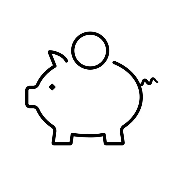 Modern Icoon Van Een Piggy Bank Met Munt Overzicht Stijl — Stockvector