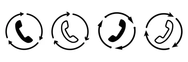 Значок Телефонного Звонка Окруженный Велосипедными Стрелками Отменить Повторно Набрать Символ — стоковый вектор