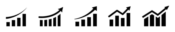 Ikoon Set Van Groeiende Grafiek Business Verhoging Grafiek Met Pijl — Stockvector