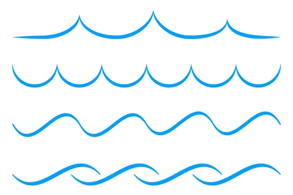 Набор Значков Морской Волны Коллекция Тонких Линий Волн Плоская Векторная — стоковый вектор