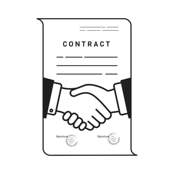 Contract Icon Symbol Paper Document Handshake Flat Vector Illustration — Stock Vector