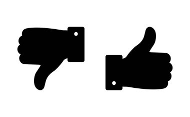 Baş parmak yukarı ve başparmak aşağı simge seti. Vektör illüstrasyonu