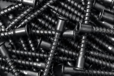 Ahşap montaj arka plan dokusunu vidalar. Siyah renk. Tam çerçeve