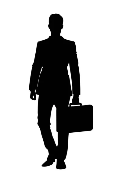 Homme Affaires Avec Silhouette Porte Documents Isolé Sur Fond Blanc — Image vectorielle