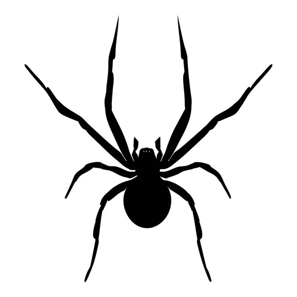 Black Widow Spider Silhouette Isolated White Background Icon Vector Illustration — Stock Vector