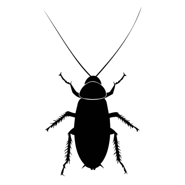 Cockroach Silhouette Isolated White Background Icon Vector Illustration — Stock Vector