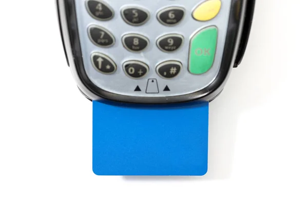 Credit Card Payment Terminal White Background — Stock Photo, Image