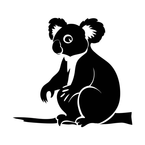 Koala Μια Σιλουέτα Υποκατάστημα Απομονώνονται Λευκό Φόντο Εικονογράφηση Διανύσματος — Διανυσματικό Αρχείο