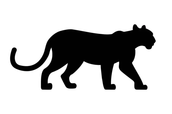 Panther Siluett Isolerad Vit Bakgrund Vektorillustration — Stock vektor