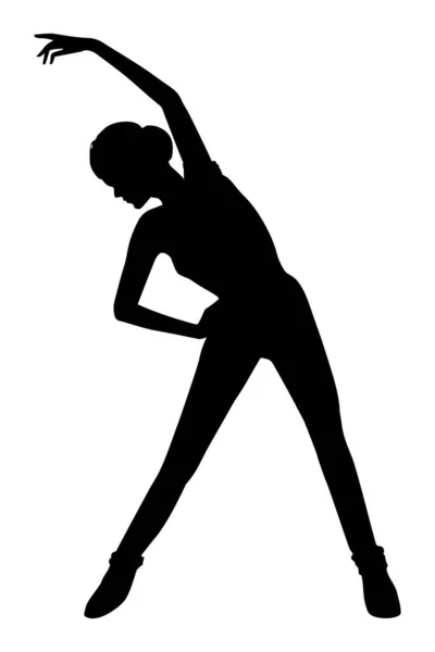 Femme Exerçant Silhouette Isolée Sur Fond Blanc Illustration Vectorielle — Image vectorielle