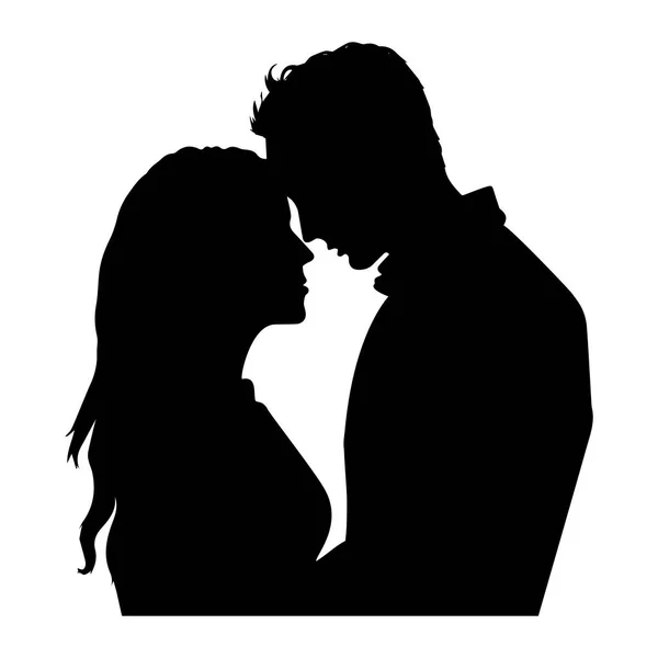 Homme Femme Couple Amoureux Silhouette Isolée Illustration Vectorielle — Image vectorielle
