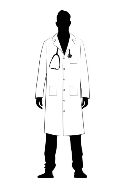 Dottore Con Silhouette Stetoscopio Illustrazione Vettoriale — Vettoriale Stock